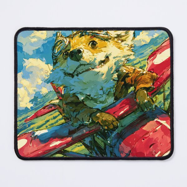 Item preview, Fox Pilot Riding Biplane Wing Watercolor Art designed and sold by UhuCriei .