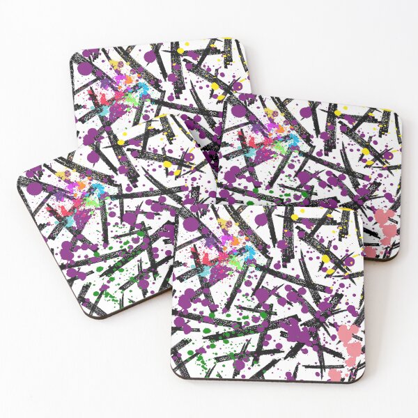 Item preview, Urban Splash: Abstract Black Crosshatch and Neon Paint Splatter designed and sold by LiveLearnCreate.