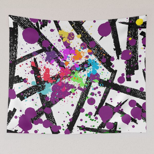 Item preview, Urban Splash: Abstract Black Crosshatch and Neon Paint Splatter designed and sold by LiveLearnCreate.