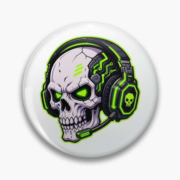 Item preview, Cyberpunk Gamer Skull Neon Green Gaming Sticker designed and sold by m0x55.