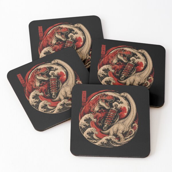 Item preview, JDM Dinosaur Yin Yang Ukiyo-e Wave Japanese Art designed and sold by PreeCha Art & Co..