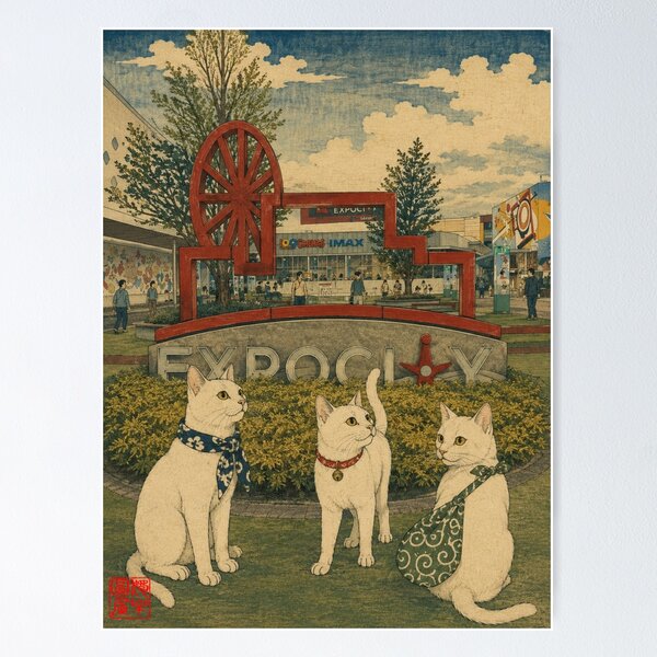Item preview, Cats Visiting Expocity: A Modern Ukiyo-e Journey designed and sold by Komatoya.