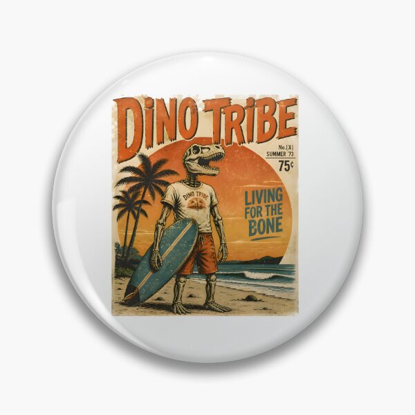 Item preview, Retro Surf Skeleton Dinosaur Poster | Vintage Americana Beach Dino Surfer Art designed and sold by PreeCha Art & Co..