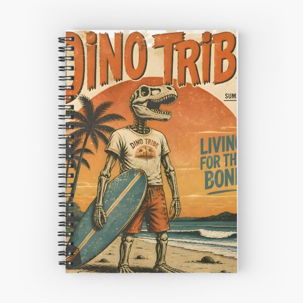 Item preview, Retro Surf Skeleton Dinosaur Poster | Vintage Americana Beach Dino Surfer Art designed and sold by PreeCha Art & Co..