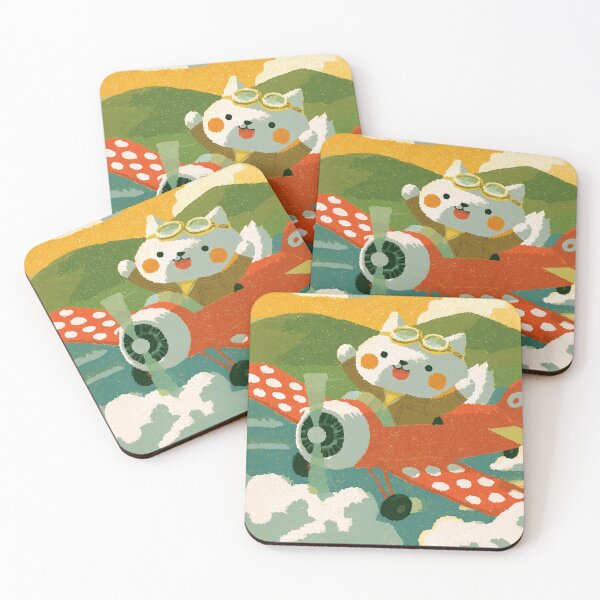 Item preview, Cute Cat Pilot Red Biplane Retro Vintage Sky Art designed and sold by UhuCriei .