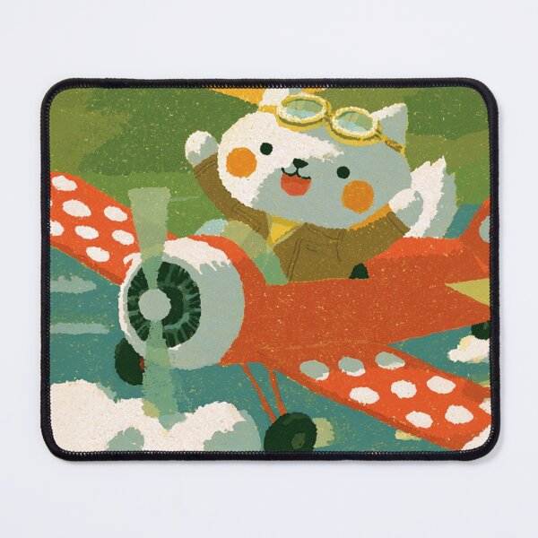 Item preview, Cute Cat Pilot Red Biplane Retro Vintage Sky Art designed and sold by UhuCriei .