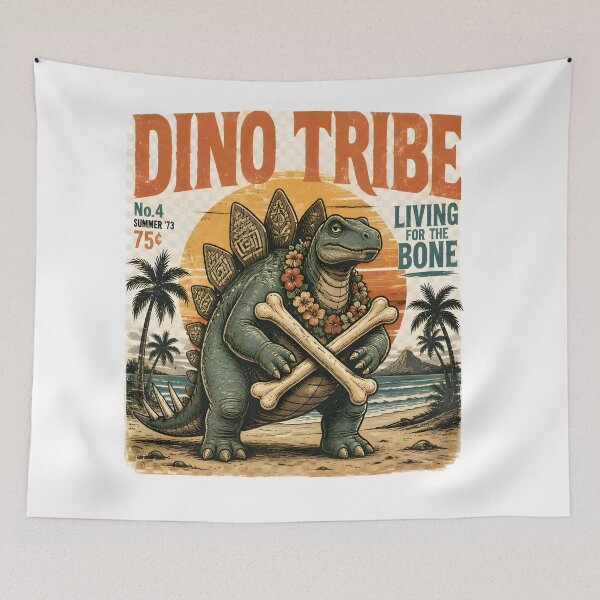 Item preview, Vintage Beach Stegosaurus T-Shirt | Retro Tropical Warrior Dinosaur Graphic Tee designed and sold by PreeCha Art & Co..