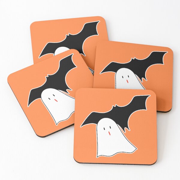 Item preview, Cute Ghost and Black Bat - Minimalist Halloween Art designed and sold by ubborn.