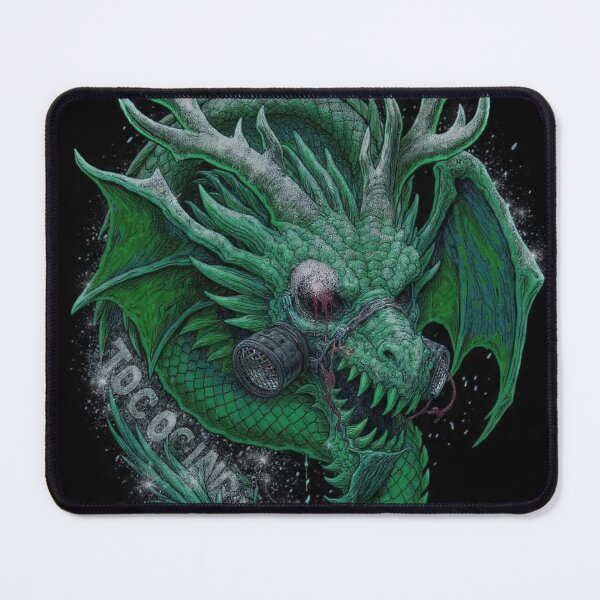 Item preview, TOCOCLAWS Toxic Hydra: Neon Green Gas Mask Dragon Throw Pillow designed and sold by TOCOCLAWS.