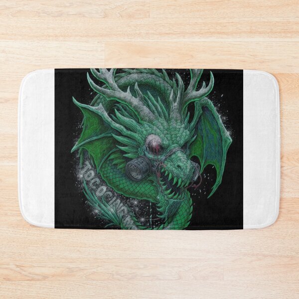Item preview, TOCOCLAWS Toxic Hydra: Neon Green Gas Mask Dragon Throw Pillow designed and sold by TOCOCLAWS.
