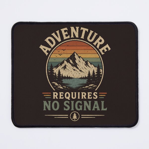 Item preview, Adventure Requires No Signal | Vintage Camping & Hiking Minimalist Retro T-Shirt designed and sold by dytf79.