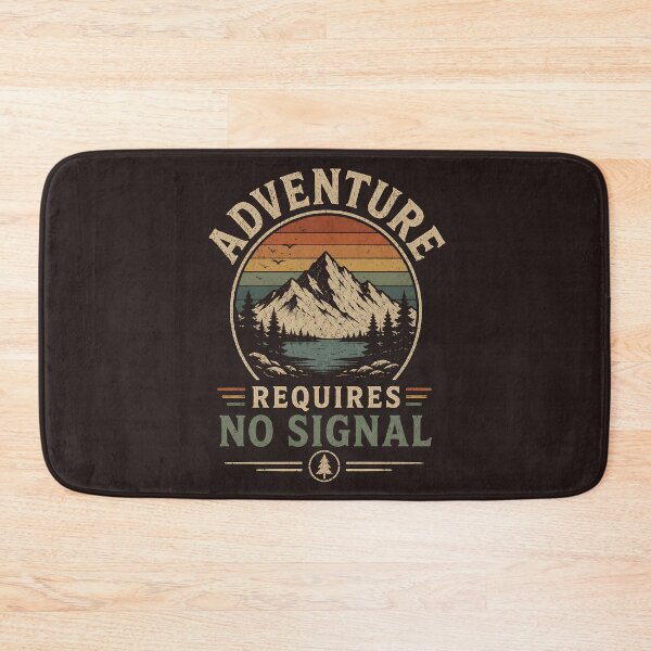 Item preview, Adventure Requires No Signal | Vintage Camping & Hiking Minimalist Retro T-Shirt designed and sold by dytf79.