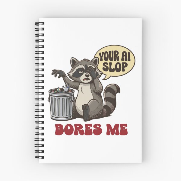 Item preview, Your AI Slop Bores Me Funny Retro Raccoon designed and sold by NCalNoveltees.