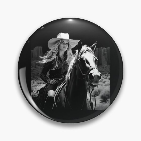 Item preview, Cowgirl Riding a Horse – Black and White Western Portrait designed and sold by inkoutninja.