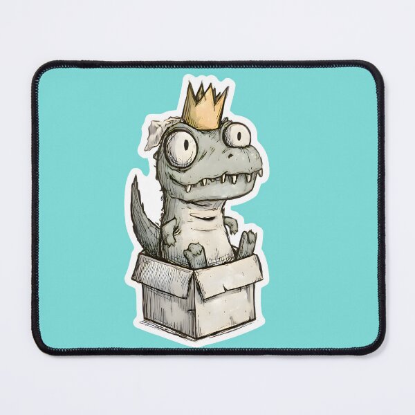 Item preview, Funny Tiny Dinosaur King In A Box Sticker | Cute Derpy Dino Cartoon Sticker designed and sold by PreeCha Art & Co..
