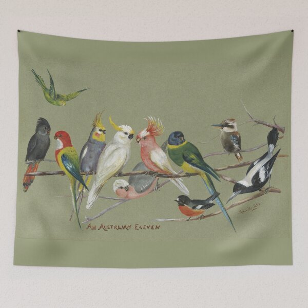 Item preview, Vintage Australian Bird Watercolour - An Australian Eleven  designed and sold by karwilberevivalcollection.