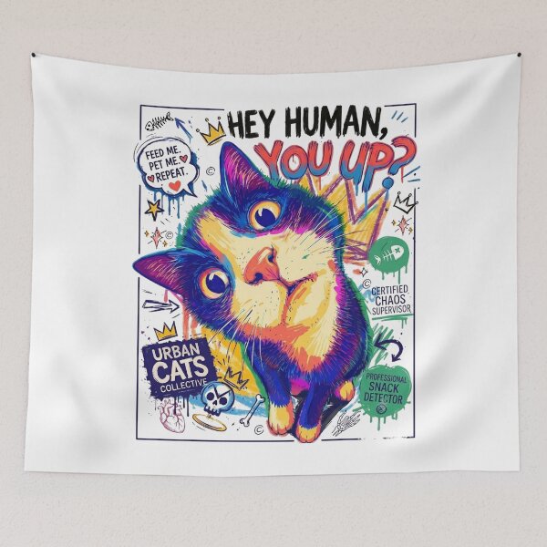 Item preview, A cat begging for breakfast. designed and sold by taratyanprint.