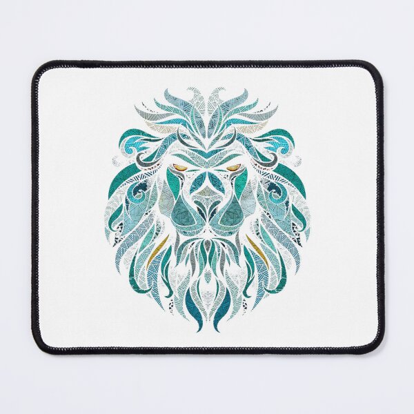 Item preview, Majestic Blue Mosaic Lion Glowing Neon Tribal Lion Art designed and sold by Jo Graphics.