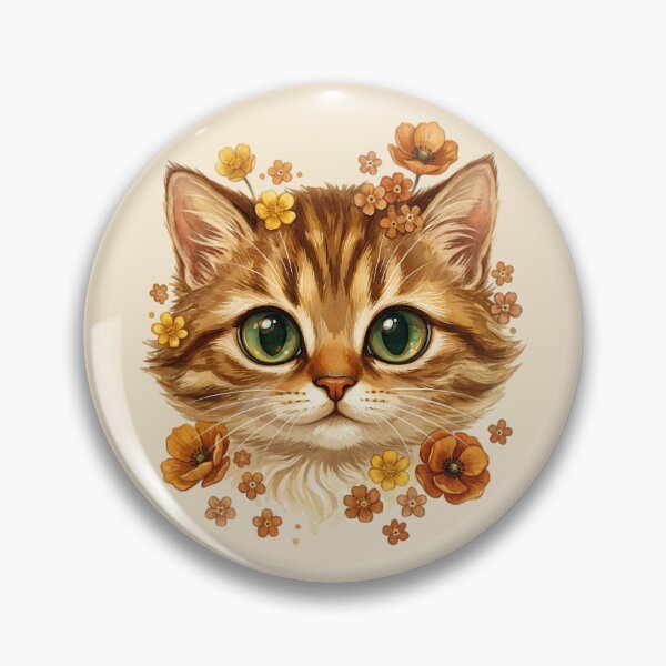 Item preview, Cute Autumn Tabby Cat with Big Green Eyes and Floral Crown | Cozy Fall Kitten Illustration designed and sold by digitalbob60.