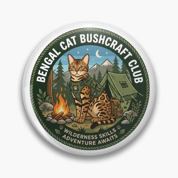 Item preview, Bengal Cat Bushcraft Club Camping Wilderness Feline designed and sold by PictoVibe.