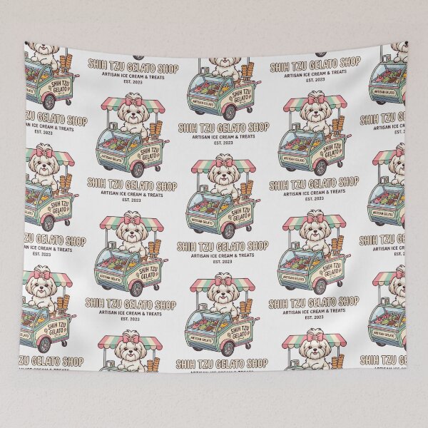 Item preview, Shih Tzu Gelato Shop Italian Ice Cream Dessert Dog designed and sold by PictoVibe.