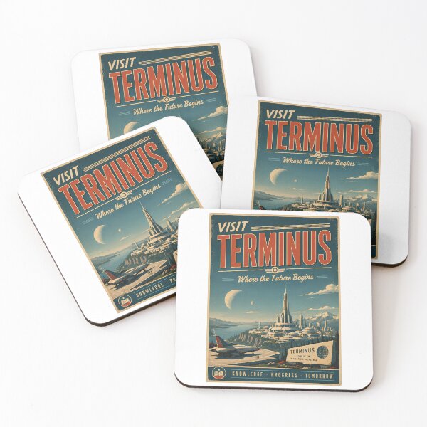 Item preview, Visit Terminus Vintage Travel Poster – Where the Future Begins Retro Sci-Fi Art designed and sold by Extravanganzza.
