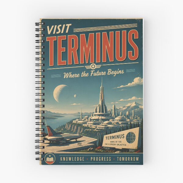 Item preview, Visit Terminus Vintage Travel Poster – Where the Future Begins Retro Sci-Fi Art designed and sold by Extravanganzza.