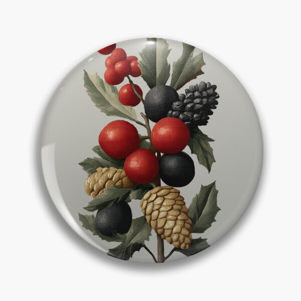 Item preview, Vintage Christmas Berries and Golden Pinecones Illustration designed and sold by colorful-white.