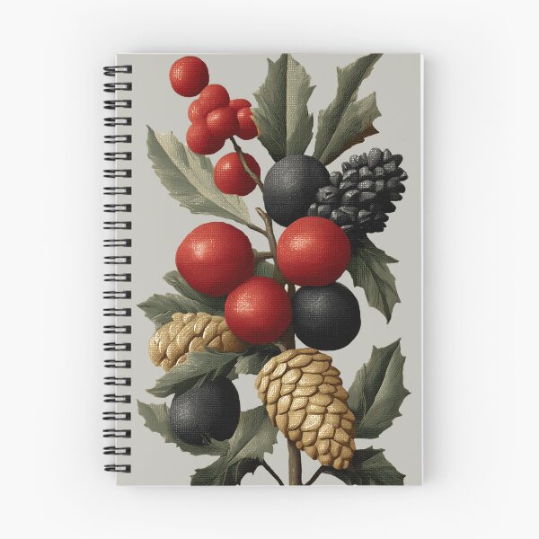 Item preview, Vintage Christmas Berries and Golden Pinecones Illustration designed and sold by colorful-white.