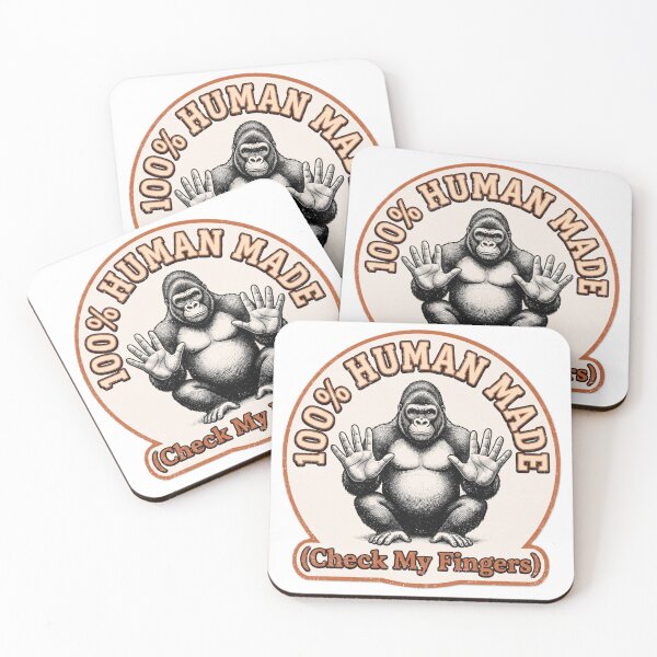 Item preview, Retro 100% Human Made Gorilla T-Shirt - Funny Anti AI Art Parody Vintage Graphic designed and sold by NCalNoveltees.