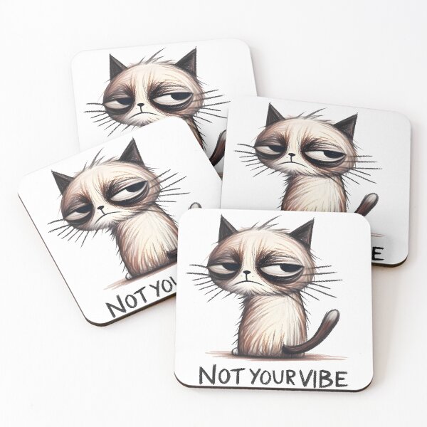 Item preview, Not Your Vibe Grumpy Cat Sticker | Cute Moody Cat Meme Art designed and sold by PreeCha Art & Co..