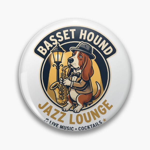 Item preview, Basset Hound Jazz Lounge Saxophone Music Musician designed and sold by PictoVibe.