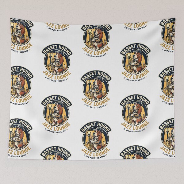 Item preview, Basset Hound Jazz Lounge Saxophone Music Musician designed and sold by PictoVibe.