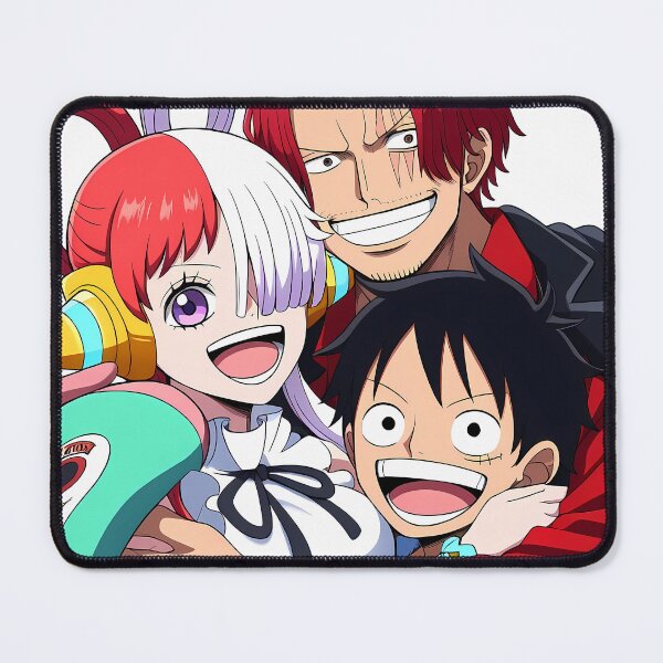 Item preview, Shanks One Piece Playful Selfie Smile With Uta And Luffy designed and sold by Williamhallano.