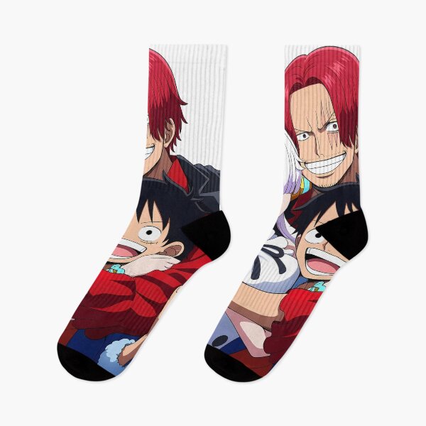 Item preview, Shanks One Piece Playful Selfie Smile With Uta And Luffy designed and sold by Williamhallano.