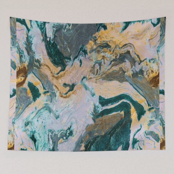 Item preview, Modern Acrylic Pour Teal Gold Blush Pink Abstract designed and sold by L&L.