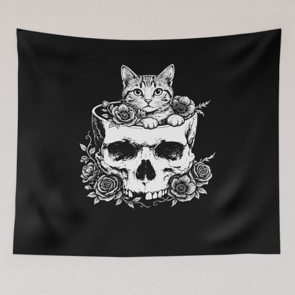 Item preview, Cat in Skull If I Fits I Sits Cat Meme designed and sold by charoen-design.