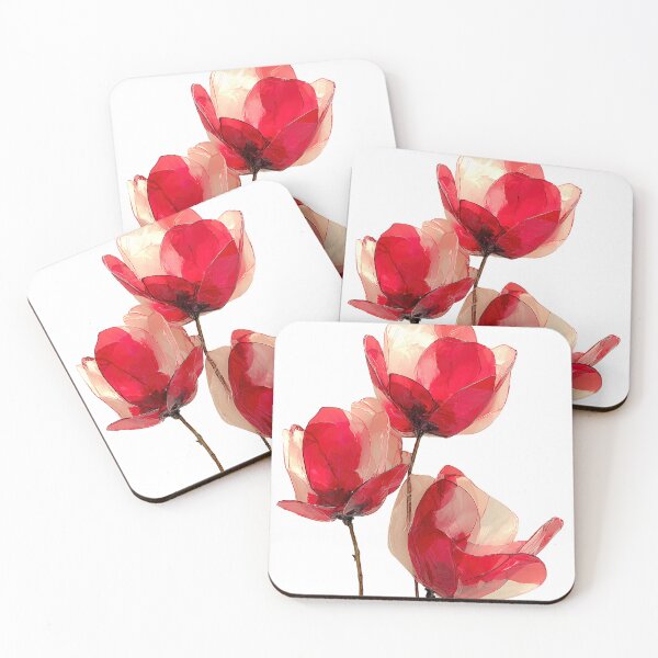 Item preview, Delicate Translucent Red Flowers Watercolor Art designed and sold by colorful-white.