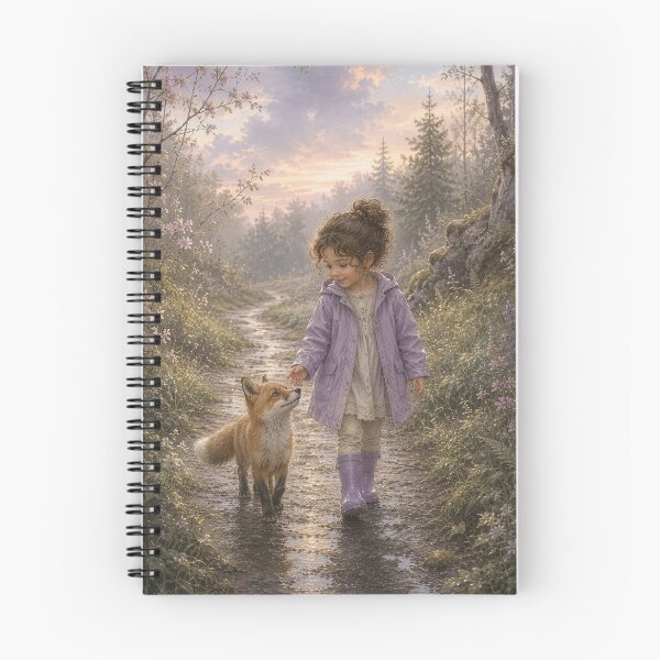 Item preview, Along the Rain-Washed Path – Child and Fox Storybook Wall Art designed and sold by FunscapeHQ.