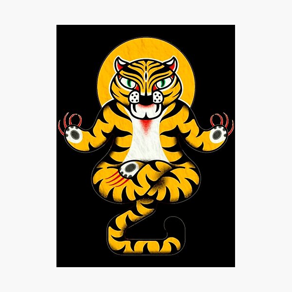 Item preview,  Zen Meditating Tiger Yoga Cartoon Illustration designed and sold by Vekonn.