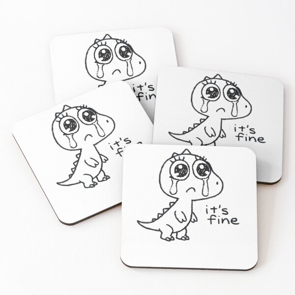 Item preview, Sad Crying Dinosaur “It’s Fine” Meme designed and sold by PreeCha Art & Co..