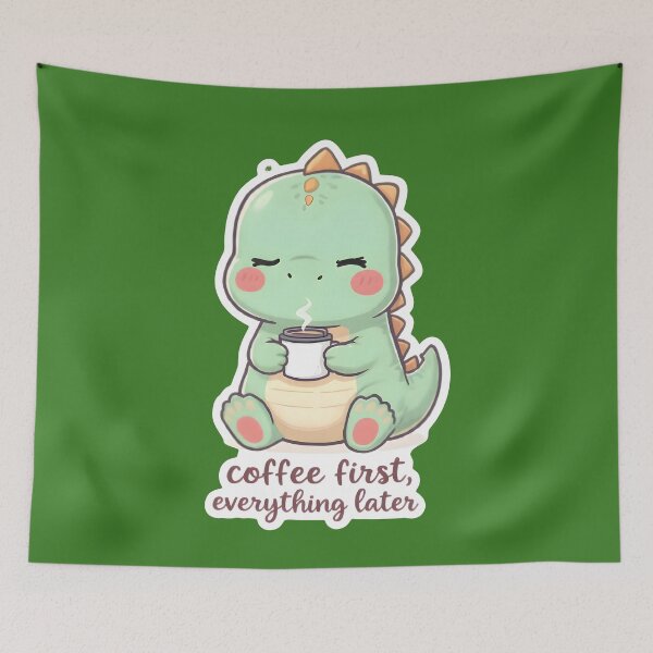 Item preview, Cute Dinosaur Coffee First Everything Later designed and sold by PreeCha Art & Co..