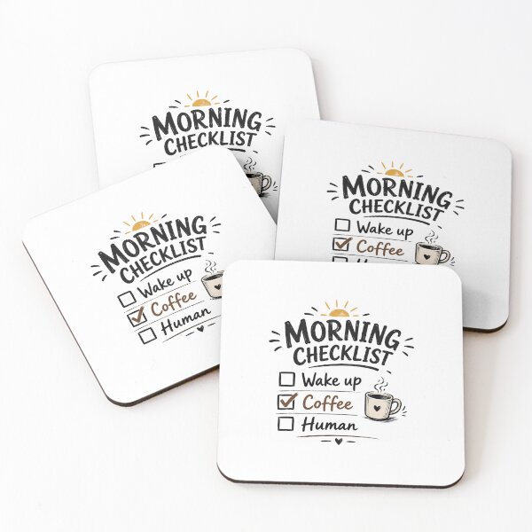 Item preview, Morning Checklist Coffee Shirt | Funny Coffee Lover Design | Wake Up Coffee Human | Cute Caffeine Quote designed and sold by MAPDDesigns.