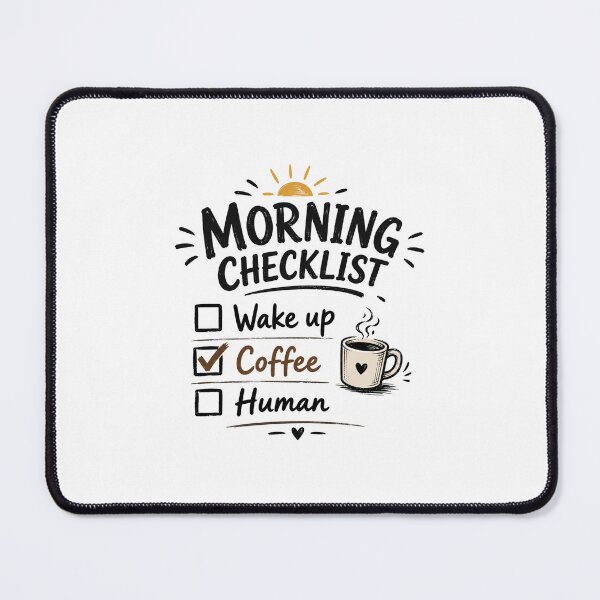 Item preview, Morning Checklist Coffee Shirt | Funny Coffee Lover Design | Wake Up Coffee Human | Cute Caffeine Quote designed and sold by MAPDDesigns.