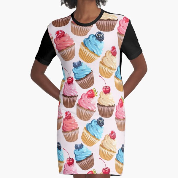 Deliciosos cupcakes retro Vestido camiseta