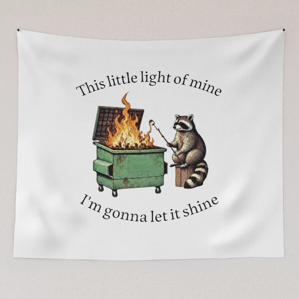 Item preview, Dumpster Fire Raccoon Roasting Marshmallows - Trash Panda Meme designed and sold by Samy--show.