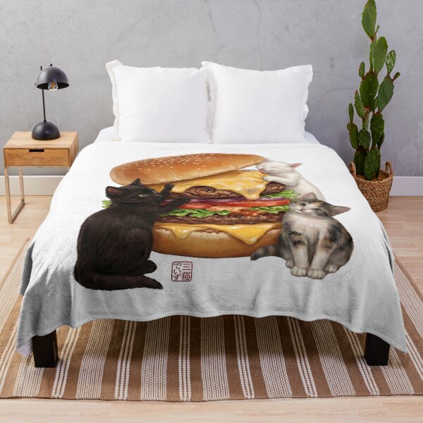 Item preview, Cute Double Cheeseburger and Triplet Cats designed and sold by JapanekoGallery.