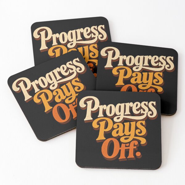 Item preview, Progress Pays Off. | Retro Motivational Typography Design designed and sold by Irene Catchmind.