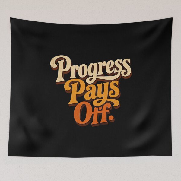 Item preview, Progress Pays Off. | Retro Motivational Typography Design designed and sold by Irene Catchmind.