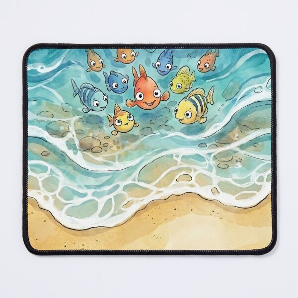 Item preview, Happy Little Fish Watercolor Beach Shore Art designed and sold by Trevor Cutler.